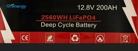 LiFePO4 12.8V, 200Ah, 2560Wh