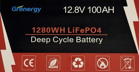 LiFePO4 12.8V, 100Ah, 1280Wh